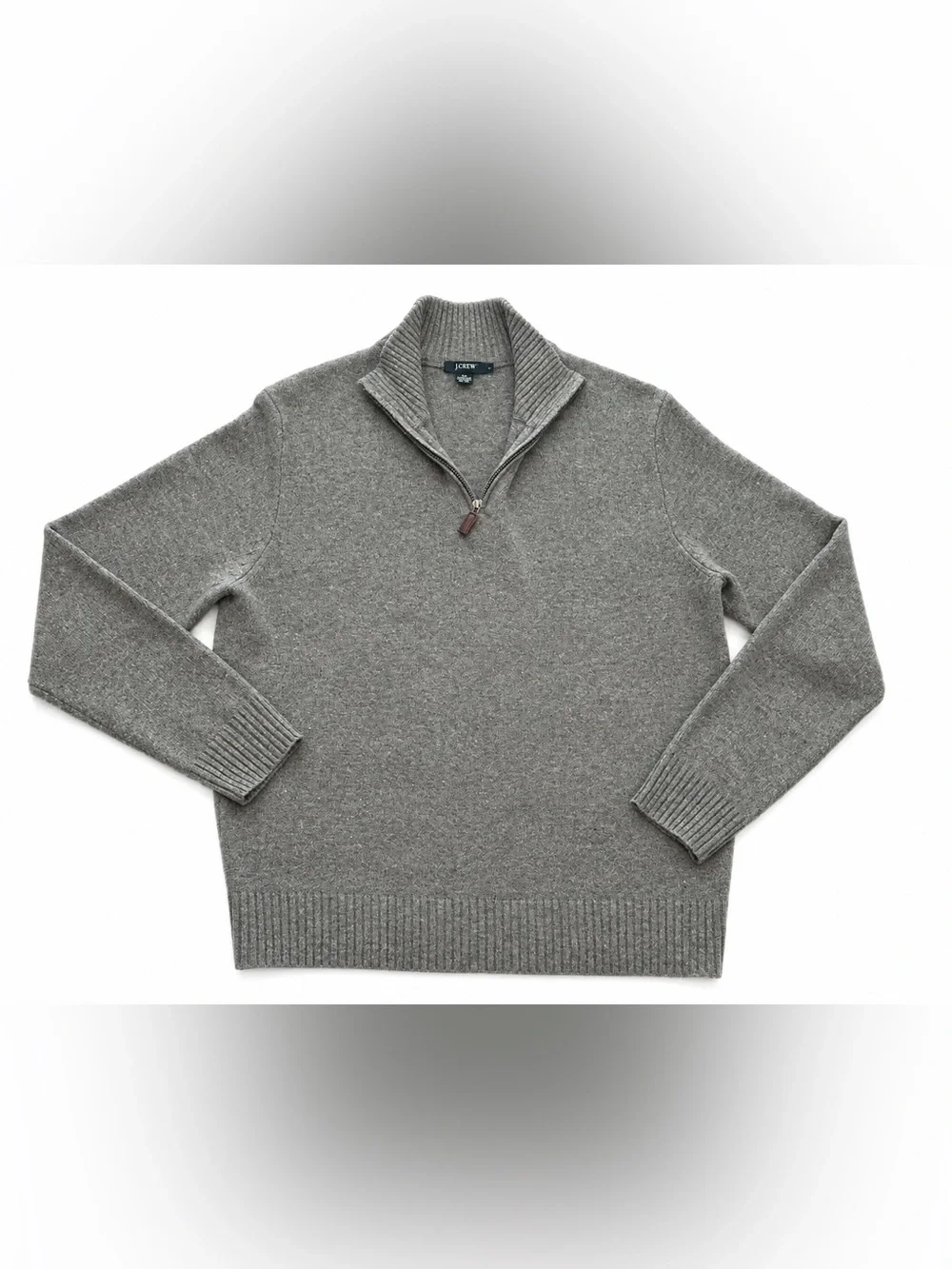 J.Crew Men’s L Gray 100% Lambs Wool Quarter Zip Sweater Mock Neck Pullover